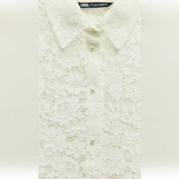 ZARA LACE CROP SHIRT - Picture 6 of 7